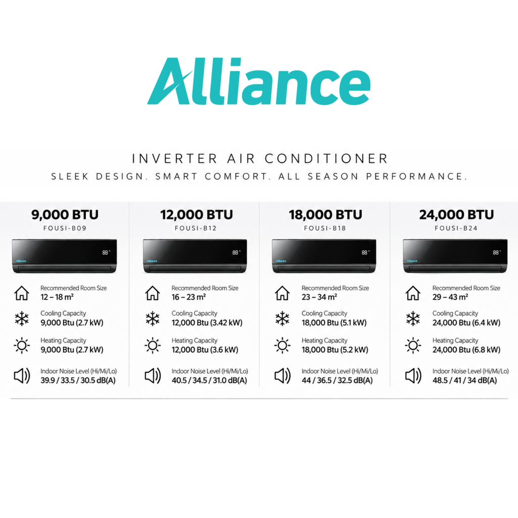 Alliance Black Mirror Finish Pro Inverter Air Conditioner